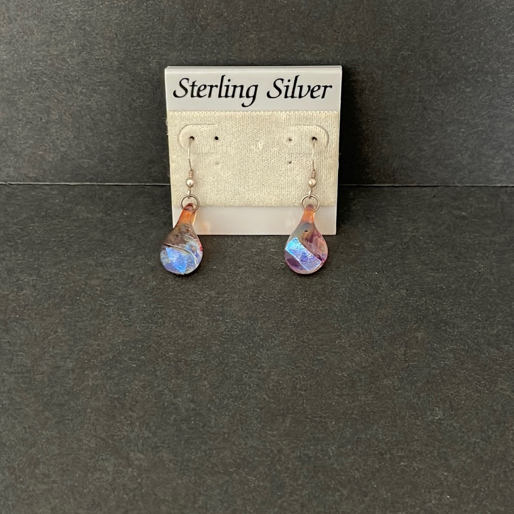 NWT STERLING SILVER GENUINE GLASS STONE EARRINGS